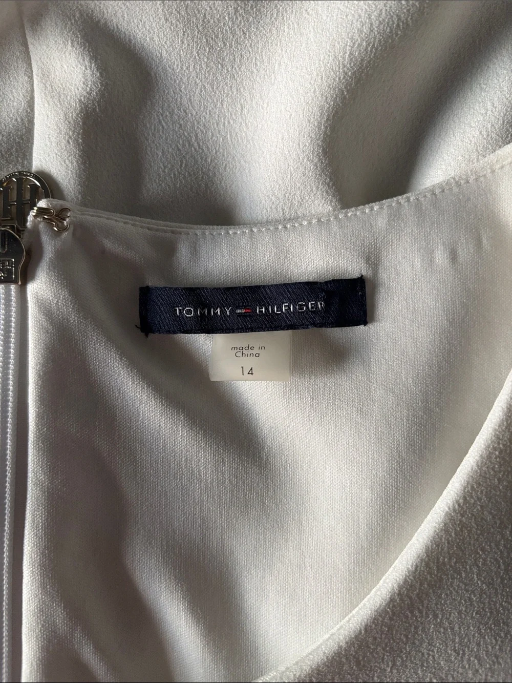 Tommy Hilfiger White Eyelet Sleeve Shift Dress - White - Size 14